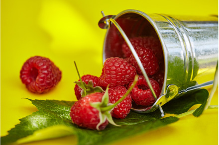 Fresh ripe raspberries in a metal, a Food & Drink Photo by Rohan Photography