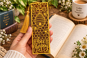 Bee Happy Bookmark SVG Cut File, an Object Graphic by Libby Wishes (Thumbnail 1 of 3)
