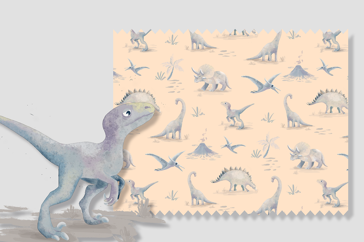 Dinosaurs Neutral Pattern, a Pattern Graphic by Lady Bruniere Design (Photo 6 of 17)