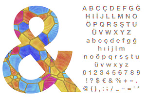 Stained Glass Font & PNG Set