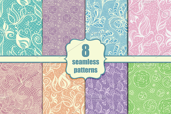 8 seamless lacy patterns preview 6
