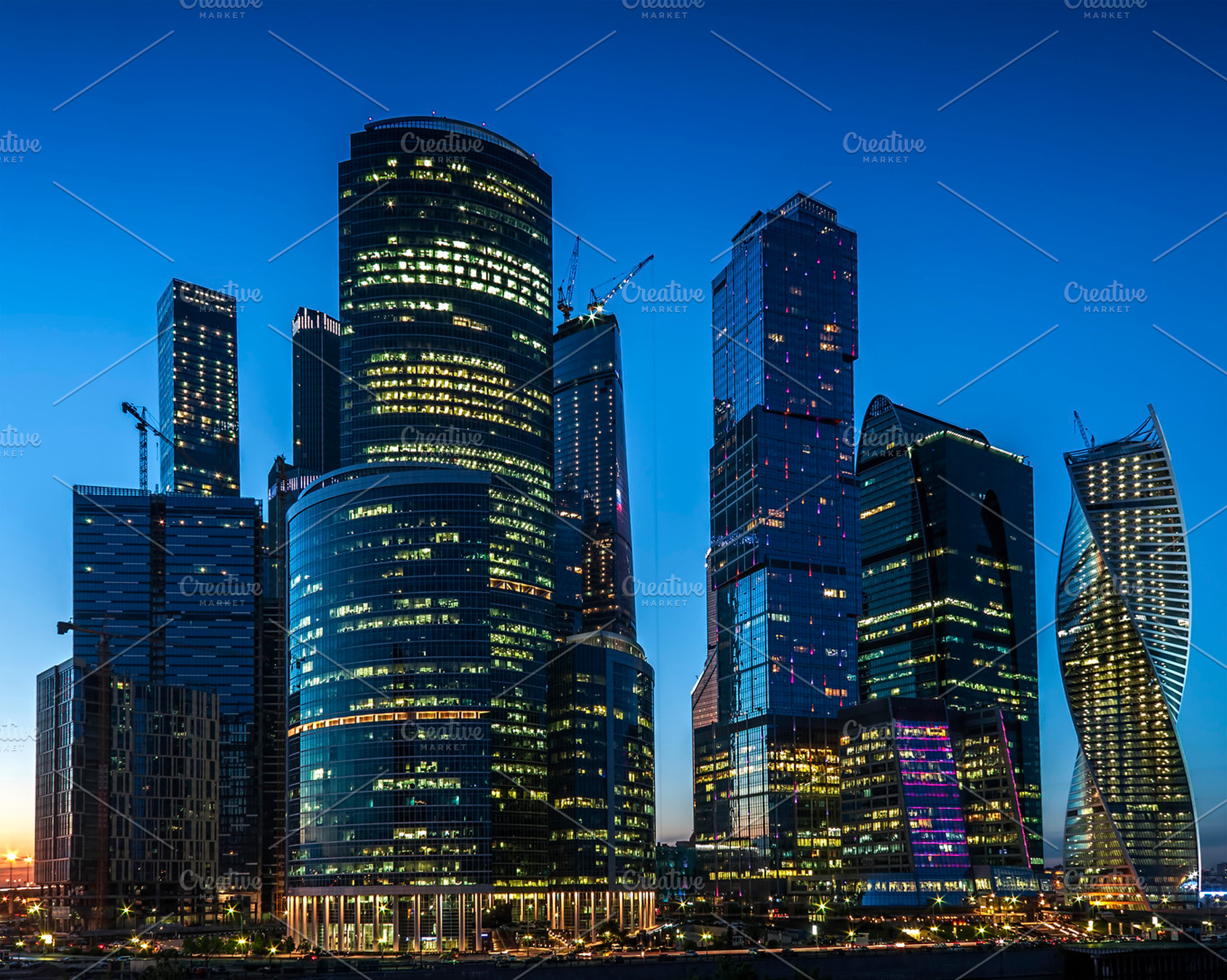 Moscowcity at night featuring moscow, city, and night, an Architecture Photo by Zver