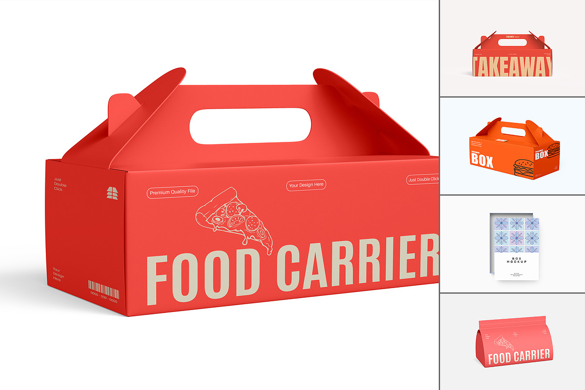 Food Carrier Box Mockup Pack, a Packaging Mockup by graphypix (Photo 1 of 13)