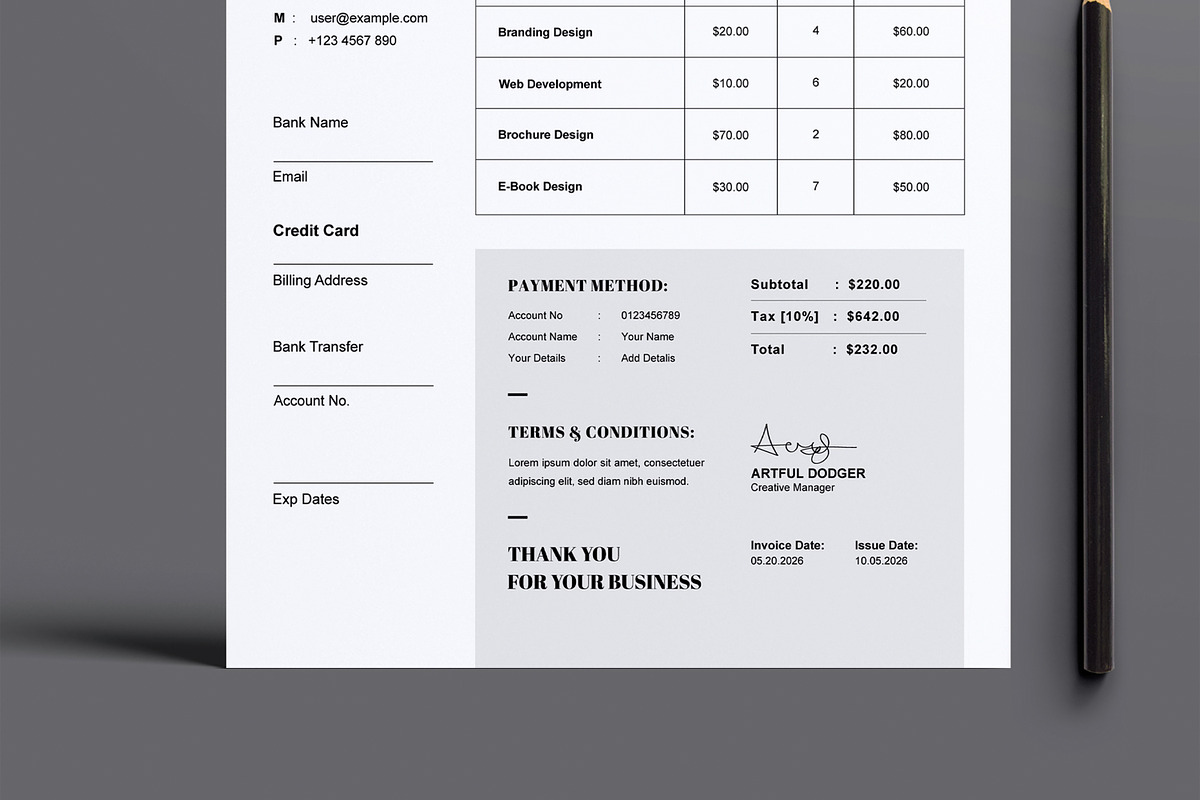 Invoice Design Template, a Stationery Template by MightyDesign (Photo 3 of 8)