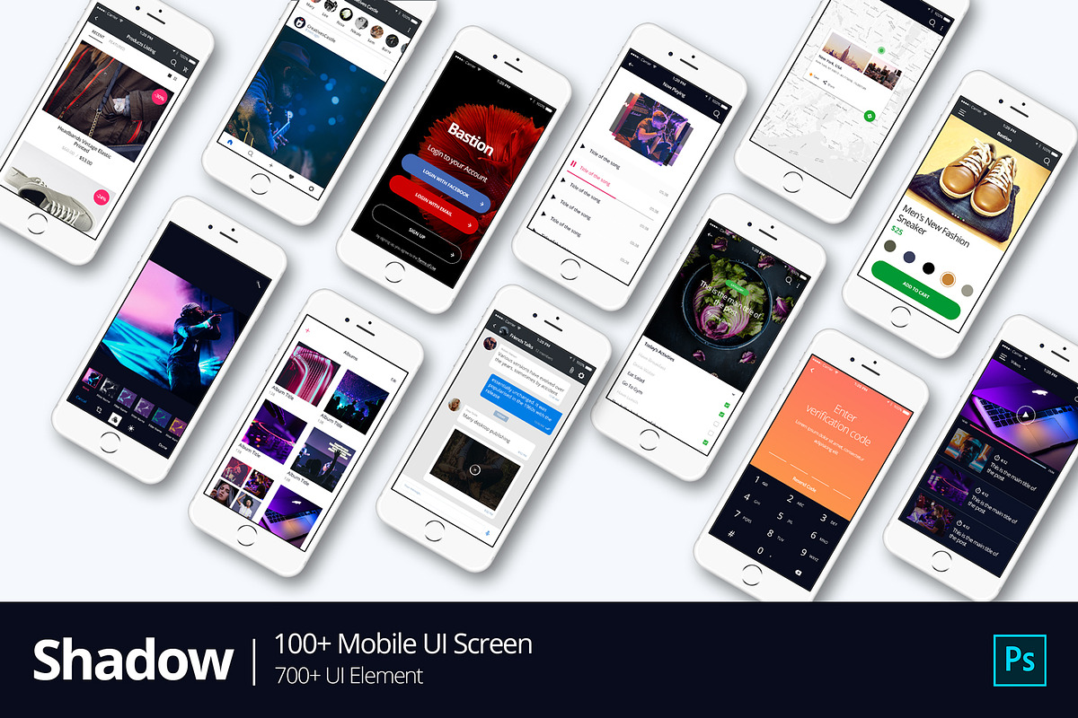 Shadow Mobile Kit, an UI Kit Template by CreativesCastle (Photo 1 of 9)