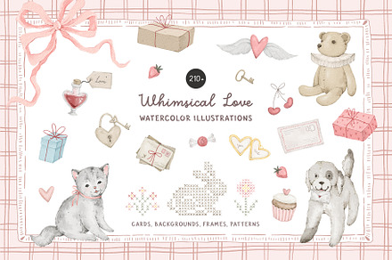 Whimsical Love Watercolor clipart, a Decorative Illustration by Kreker Kate