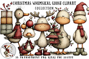 Christmas Whimsical Goose Clipart, an Illustration by OK Design (Thumbnail 1 of 6)