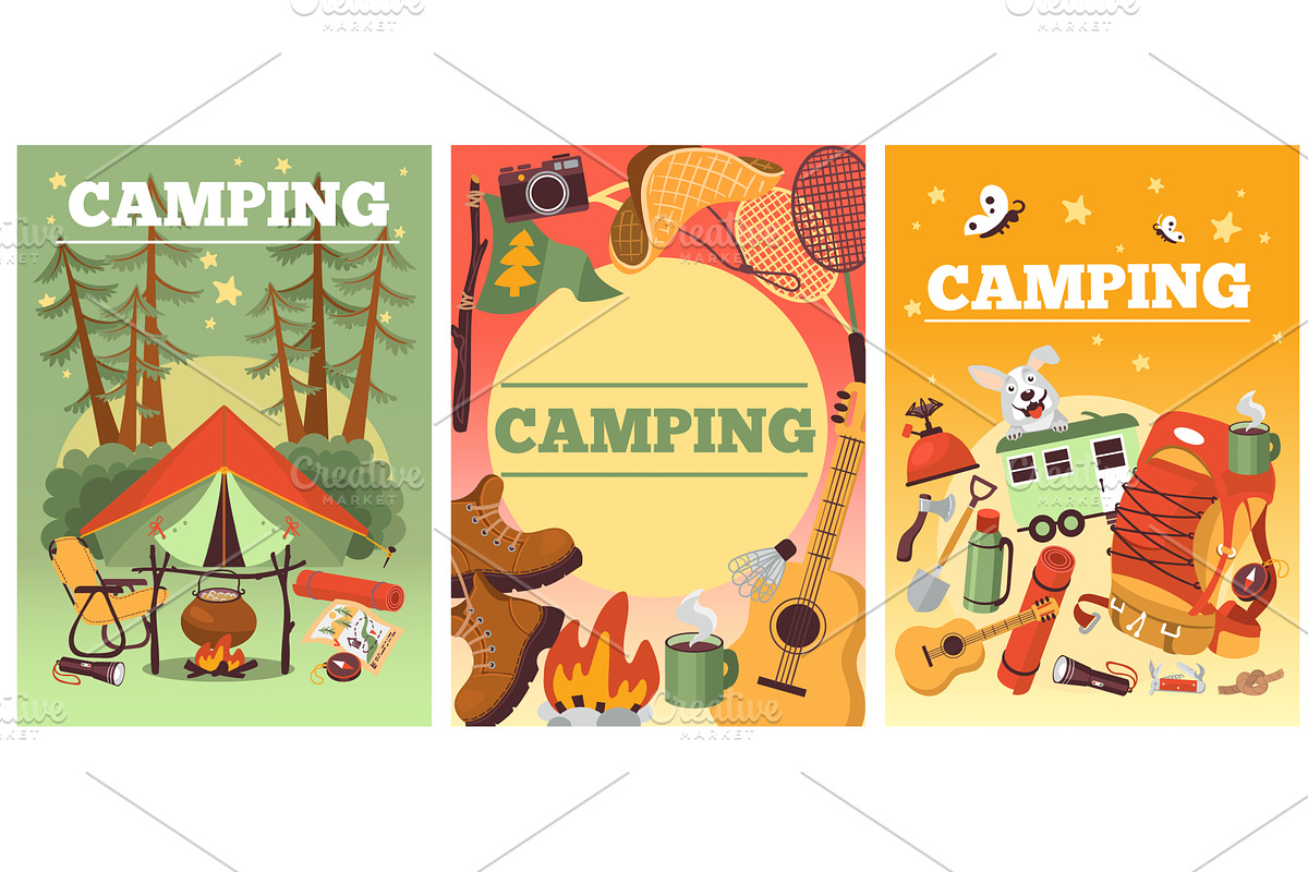 Summer traveling cards. Camping, a Sport Illustration by Vectorbuum