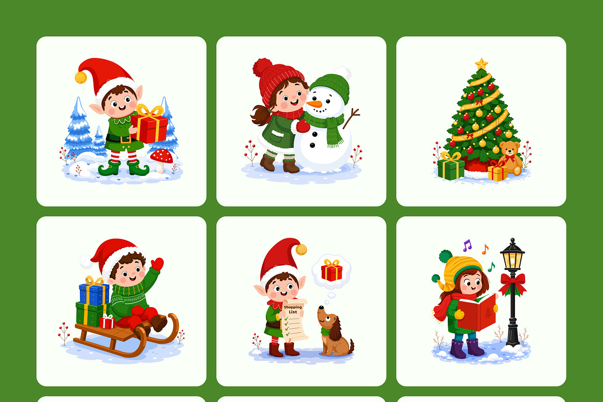 60 Christmas Flat Illustrations, a Decorative Illustration by Brickclay (Photo 11 of 11)