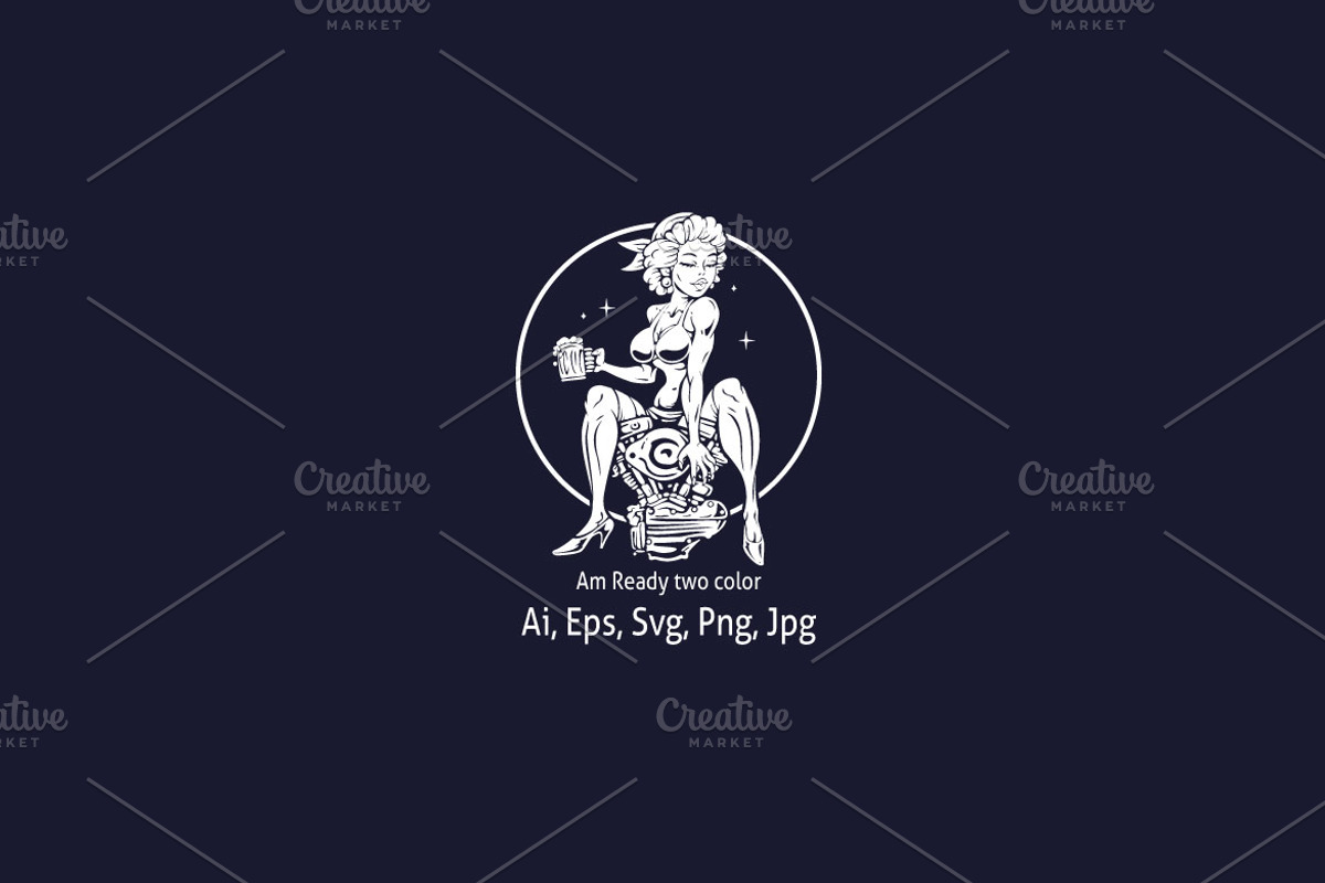PinUp Lucky Girl Sign Working, a Branding & Logo Template by Kongstones_std (Photo 3 of 3)