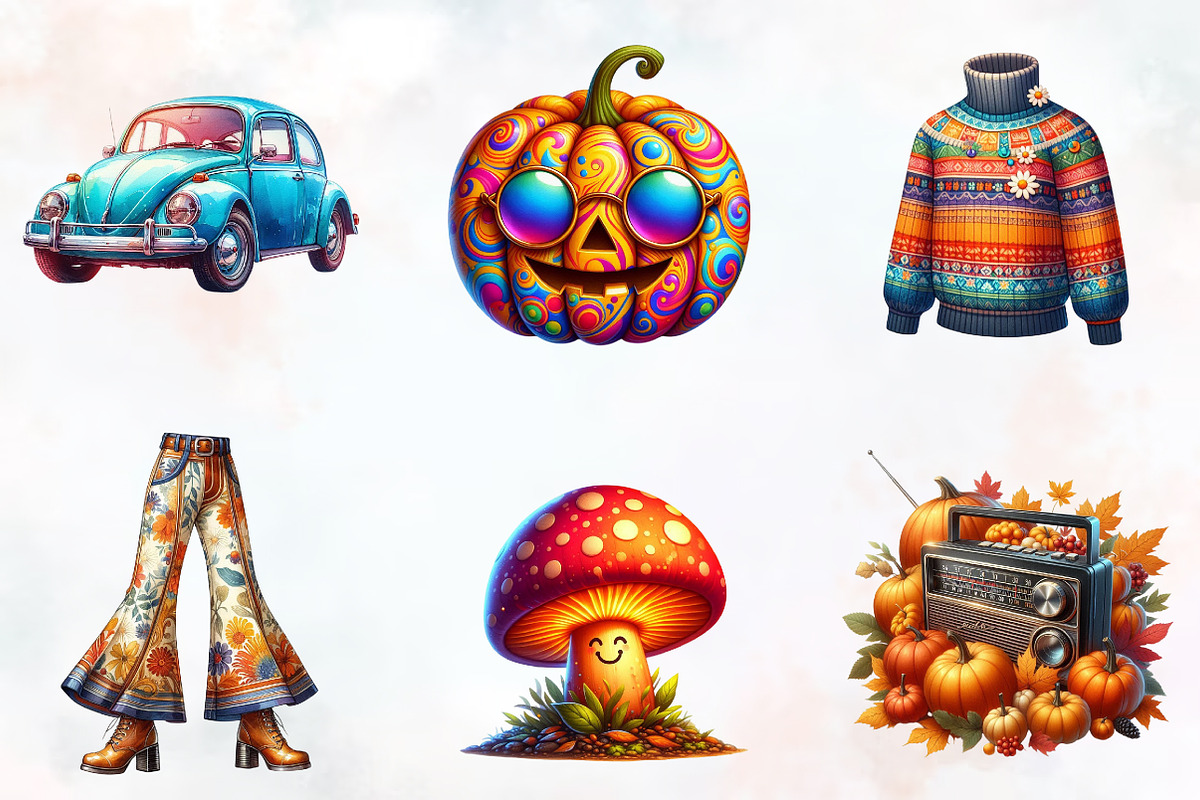 Retro Autumn Sublimation Clipart, an Illustration by RobertsArt (Photo 7 of 7)