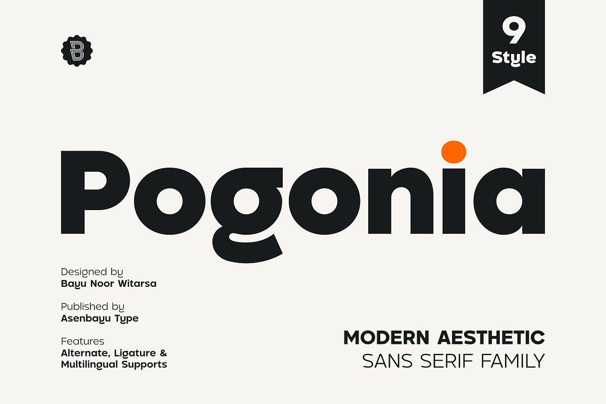 Pogonia - Modern Font Family, a Sans Serif Font by Asenbayu (Photo 1 of 14)