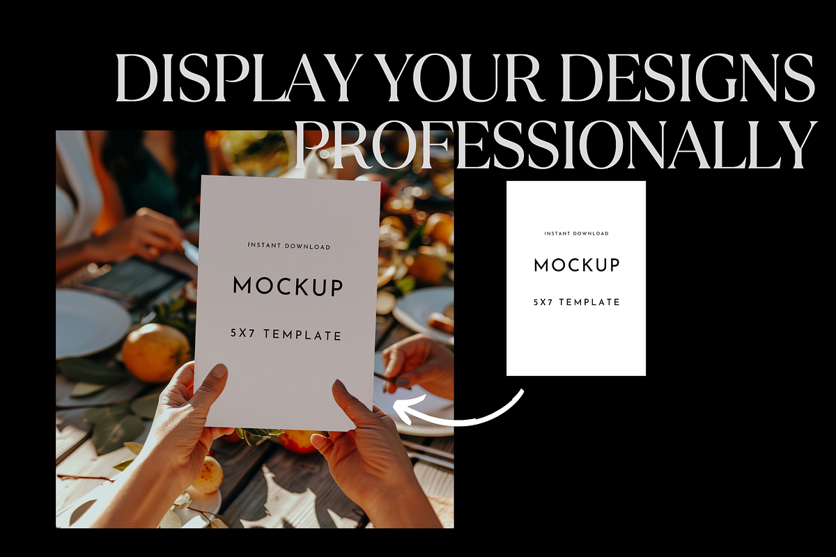 Summer Dinner 5x7 Card Mockup PSD, a Mockup by PhoebeCreates (Photo 3 of 8)