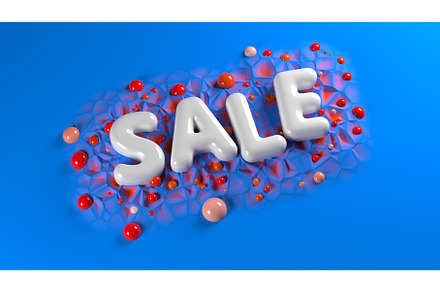 sale bright white glossy letters on