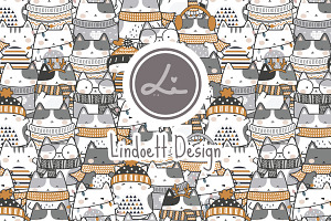 Winter cute cats pattern