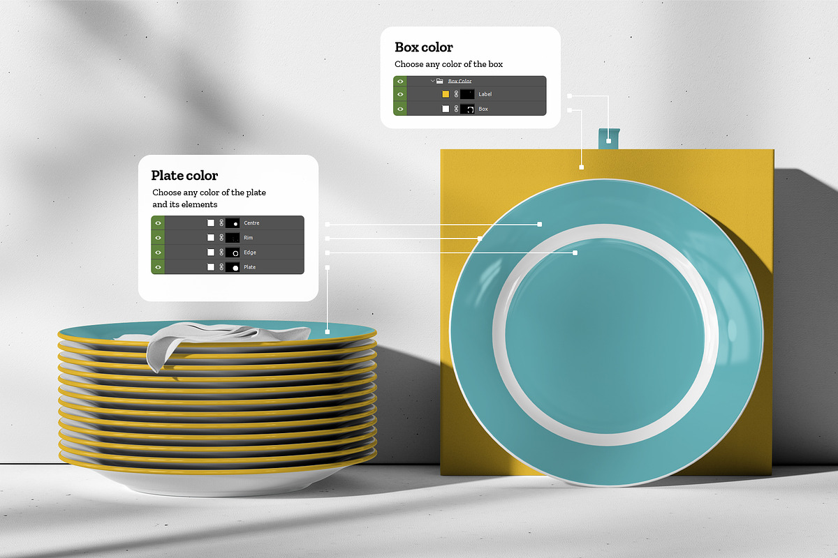 7 Mockups Ceramic Plates, a Household Mockup by Grow Design Craft Studio (Photo 5 of 8)