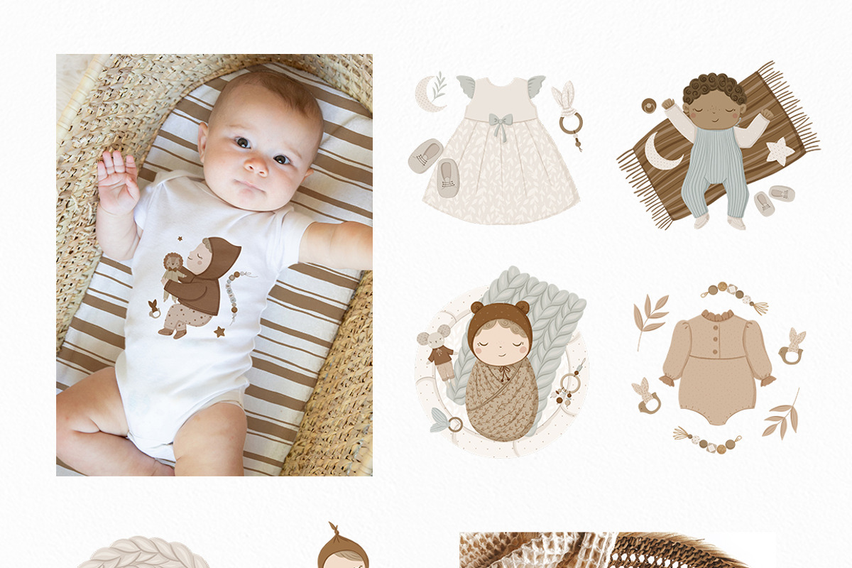 NEWBORN baby illustration & patterns, an Animal Illustration by polikarpovaart (Photo 3 of 13)