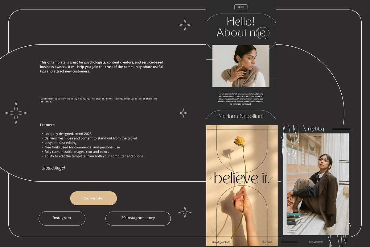 Instagram Stories Canva Template, a Social Media Template by ElladesignCo (Photo 2 of 7)