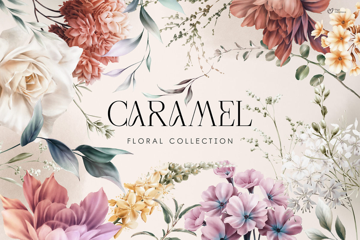 CARAMEL - watercolor flowers, an Illustration by ollalya (Photo 1 of 15)