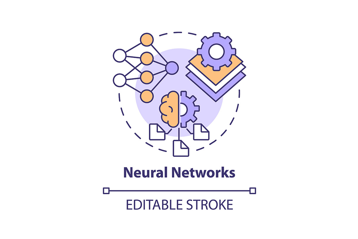 Neural networks concept icon, an Outline Icon by IMG Visuals