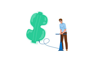 Businessman inflating dollar sign, a Finance Illustration by pikepicture