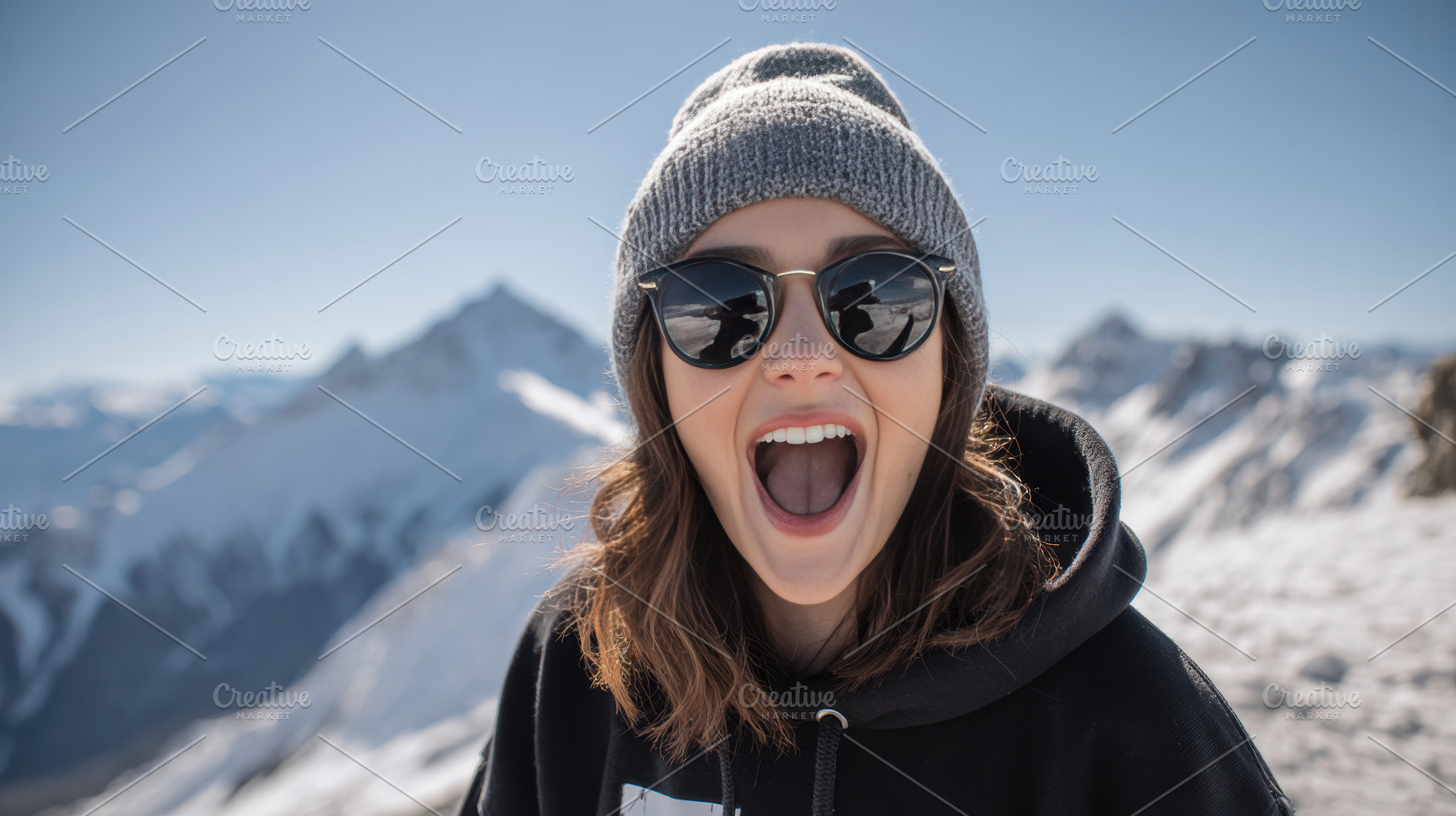 Happy person with mountain view, a Photo by Beautiful things