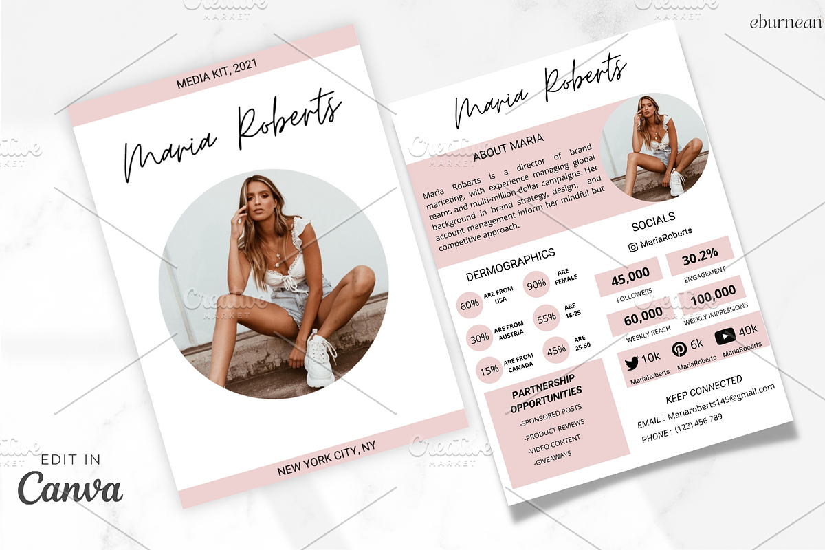 Influencer Media Kit Template Canva, a Flyer Template by Studio Eburnean (Photo 2 of 2)