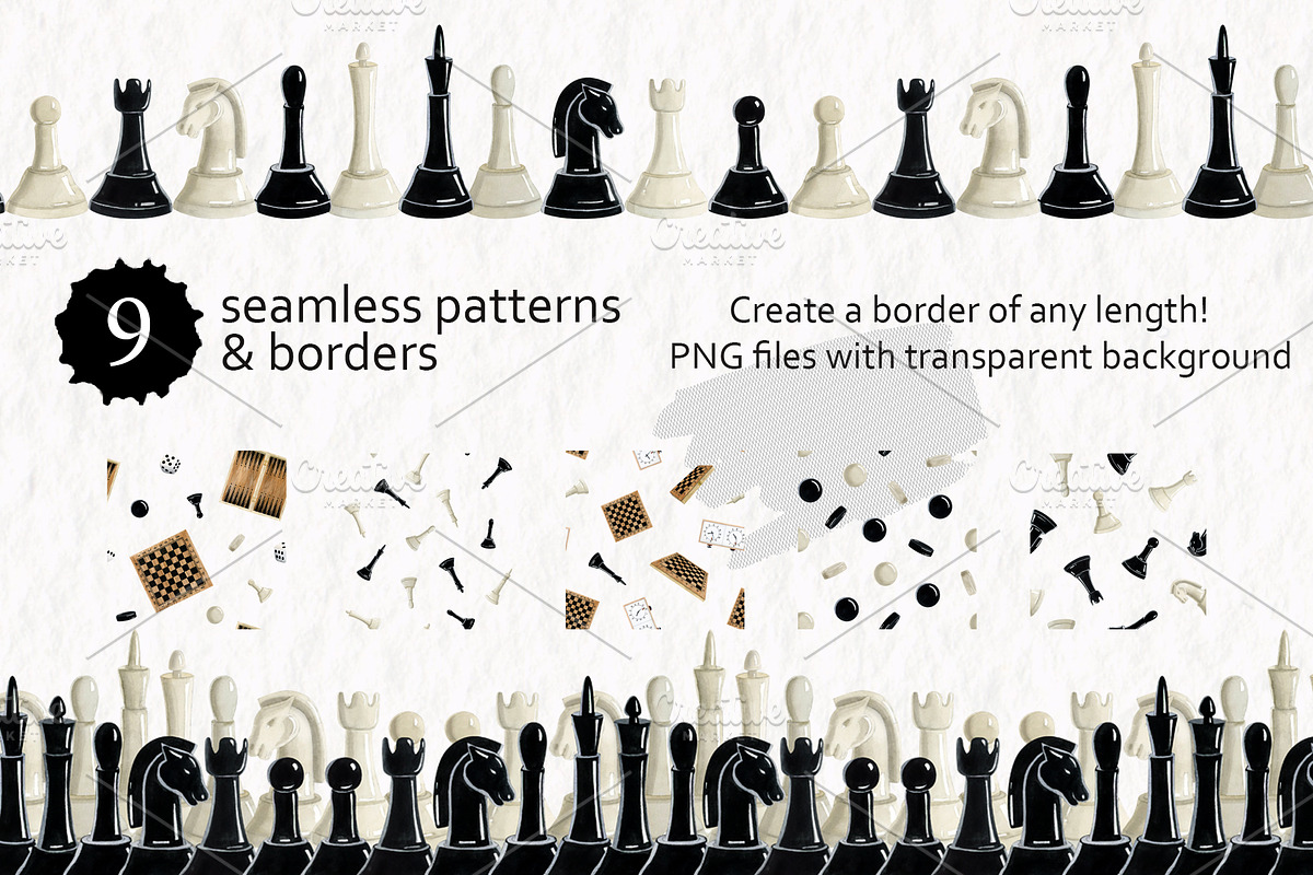 Chess Checkers Backgammon Clipart, a Sport Illustration by Elena Malgina Clipart (Photo 8 of 11)