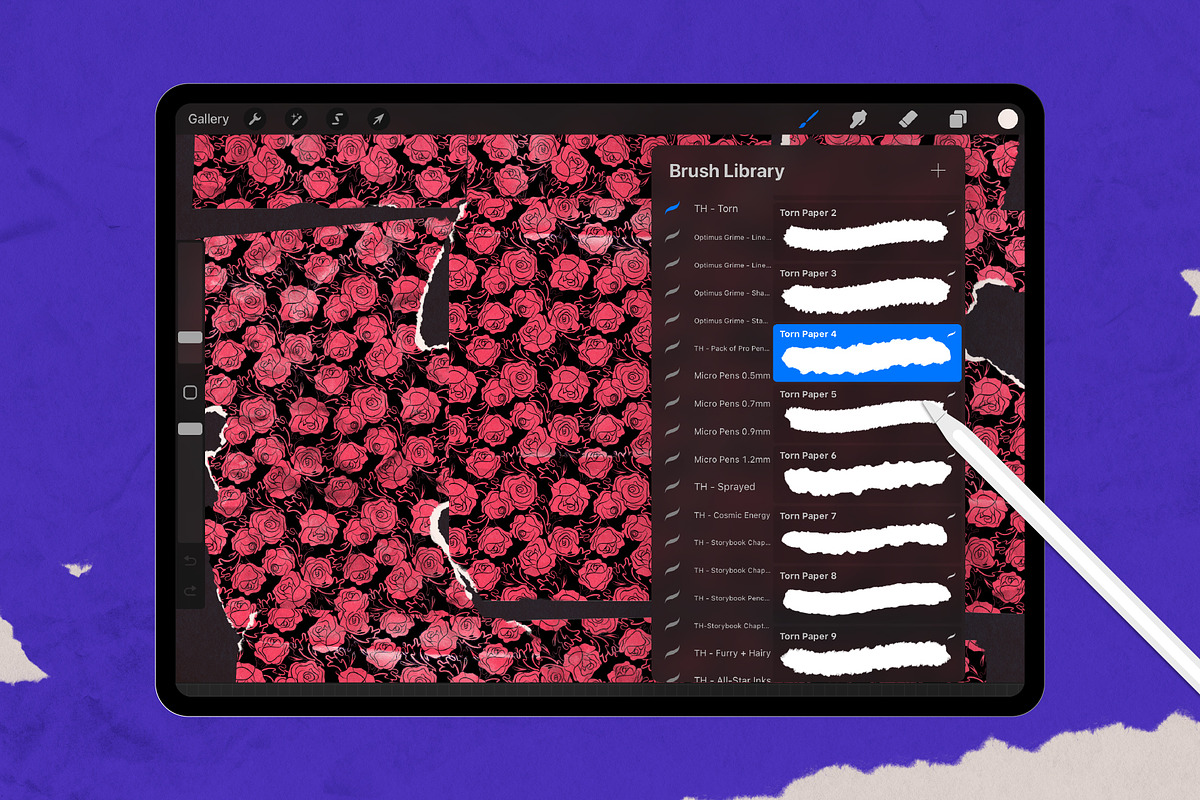Torn Paper Procreate Brushes, a Brush Add-On by Tim Hankins Design (Photo 2 of 7)