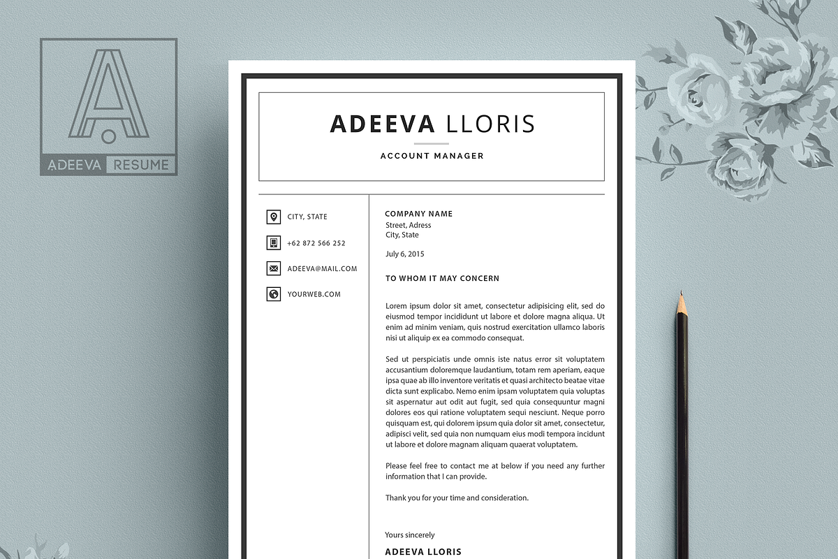 Simple Resume Template Loris, a Resume Template by AdeevaResume (Photo 4 of 4)
