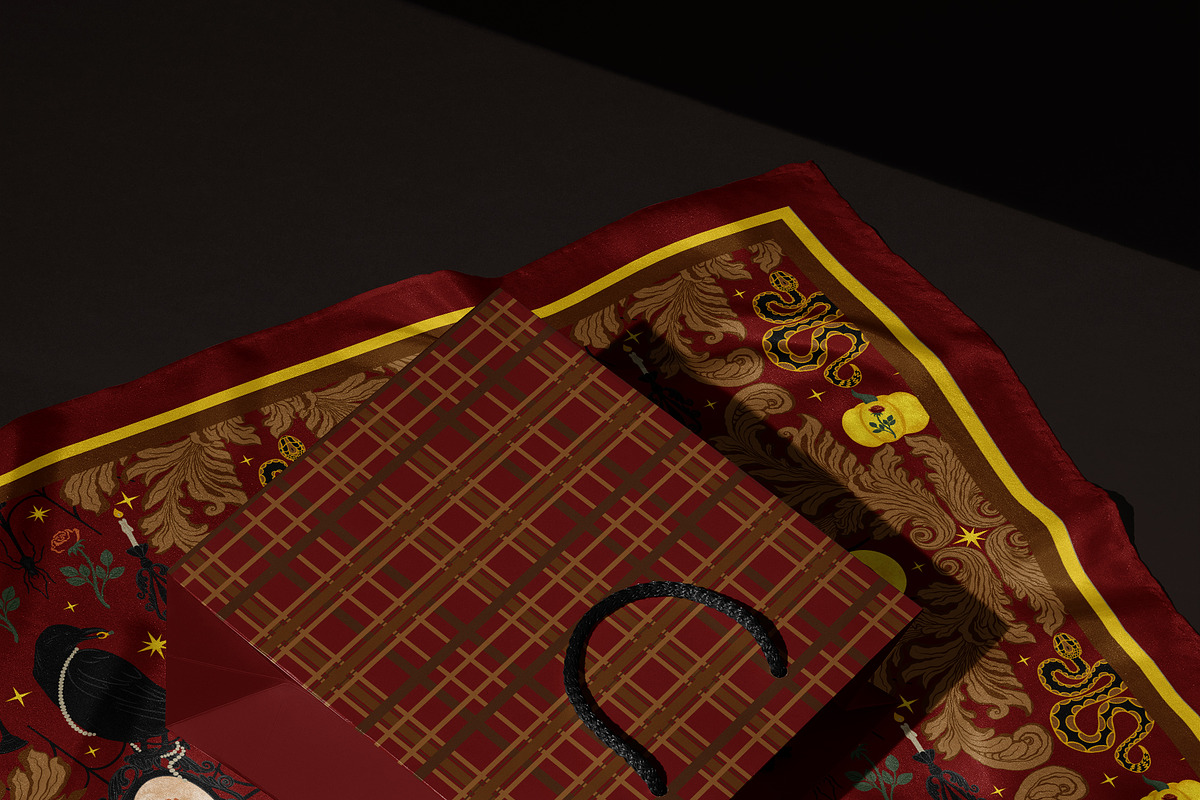 Burgundy Gothic Halloween Patterns, a Pattern Graphic by Oksana Dovhopol Art (Photo 5 of 9)