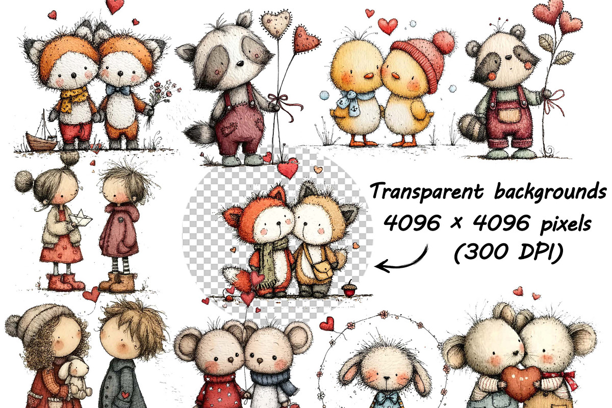 Romantic Couple & Animal Valentine, a Graphic by one-touch (Photo 8 of 8)
