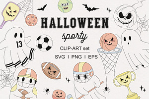 Sporty Halloween clipart set, a Sport Illustration by @olga.angelloz
