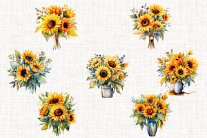 Sunflowers Bouquet Illustrations