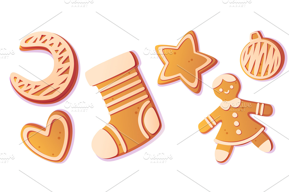 Gingerbread cookie set, an Object Illustration by art PVP - market