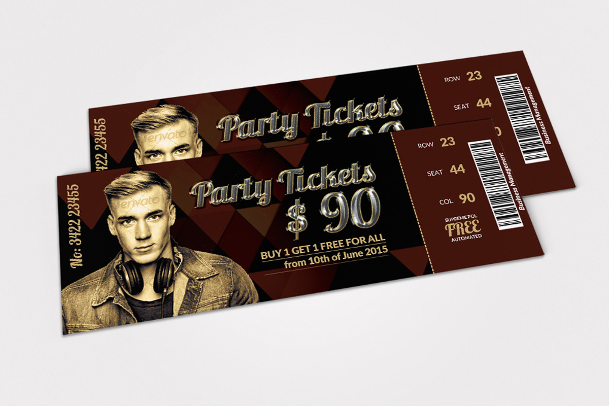 Concert Pass / Party Ticket, a Card Template by Business Flyers (Photo 2 of 2)