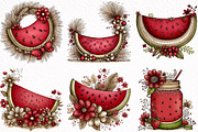 Whimsical Boho Watermelon Clipart, an Illustration by DreamArtGraphic (Thumbnail 2 of 8)