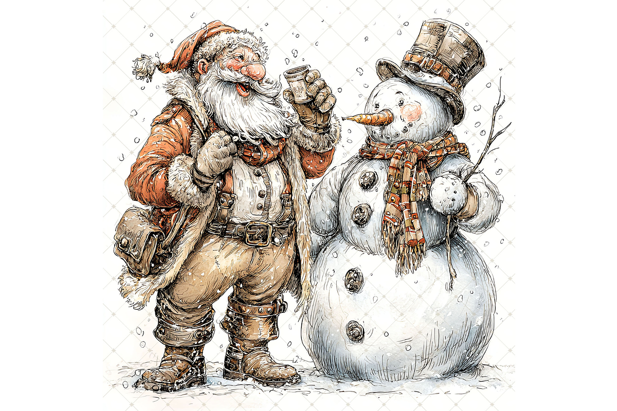 Santa and Snowman Clipart JPG, a Seasonal Illustration by Memories By Lea (Photo 14 of 18)