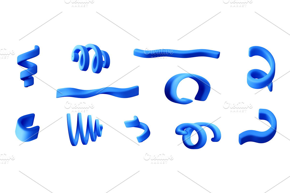 Set of blue 3d abstract confetti, an Illustration by Abscent