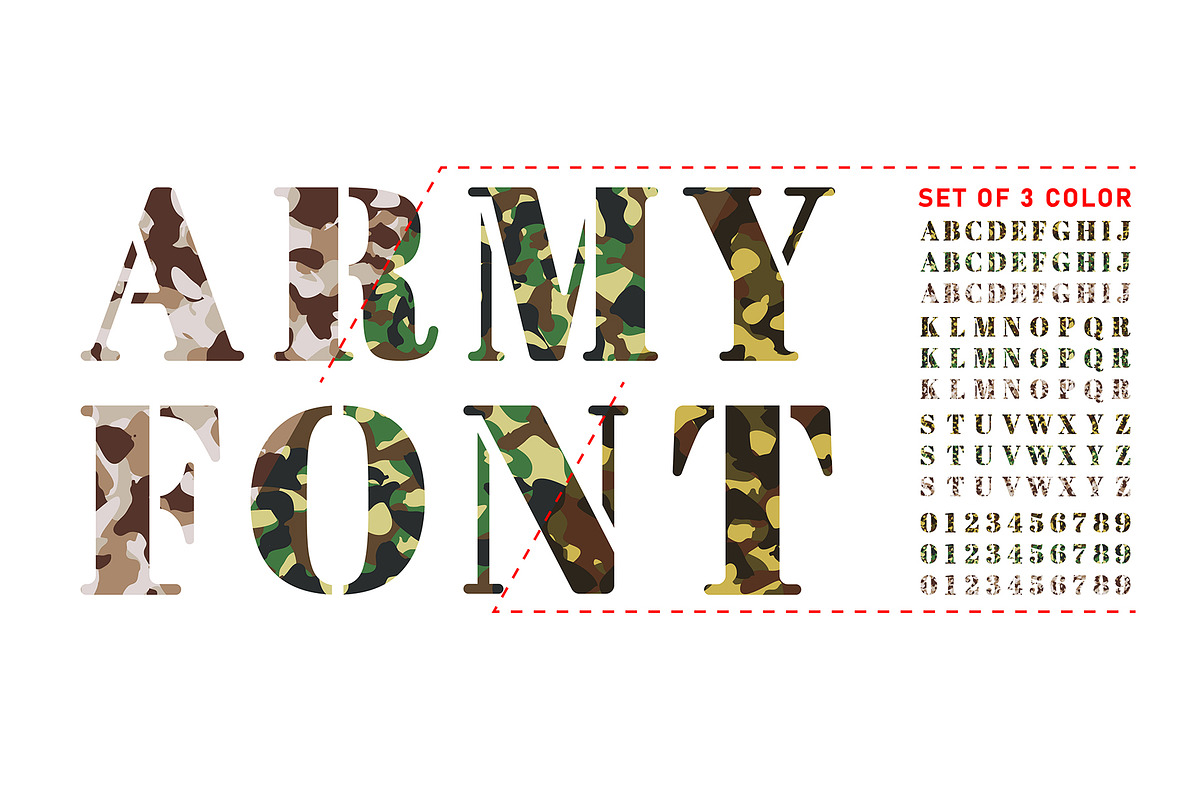 Camouflage Stencil Font Set, a Graphic by Pro_Vector (Photo 3 of 3)
