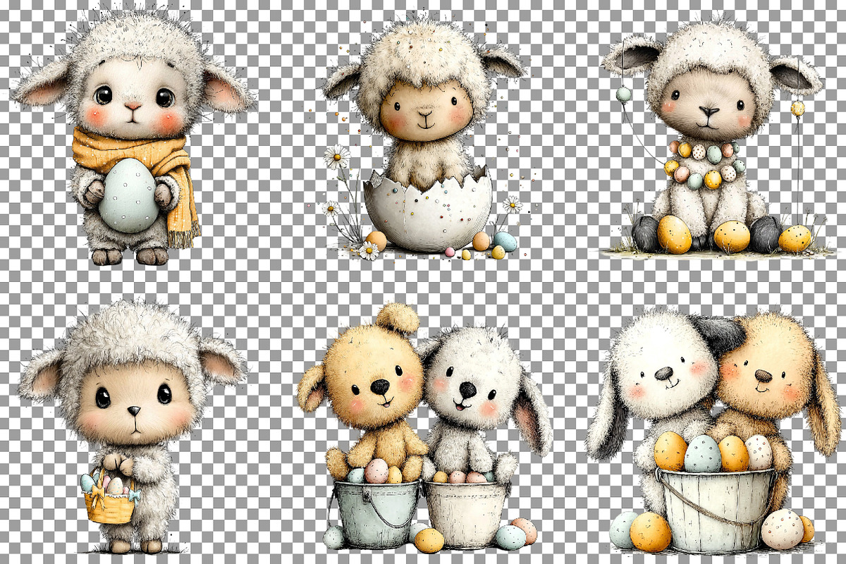 Fluffy Bunny Lamb Easter Clipart, an Illustration by Sublimation Artist (Photo 3 of 7)