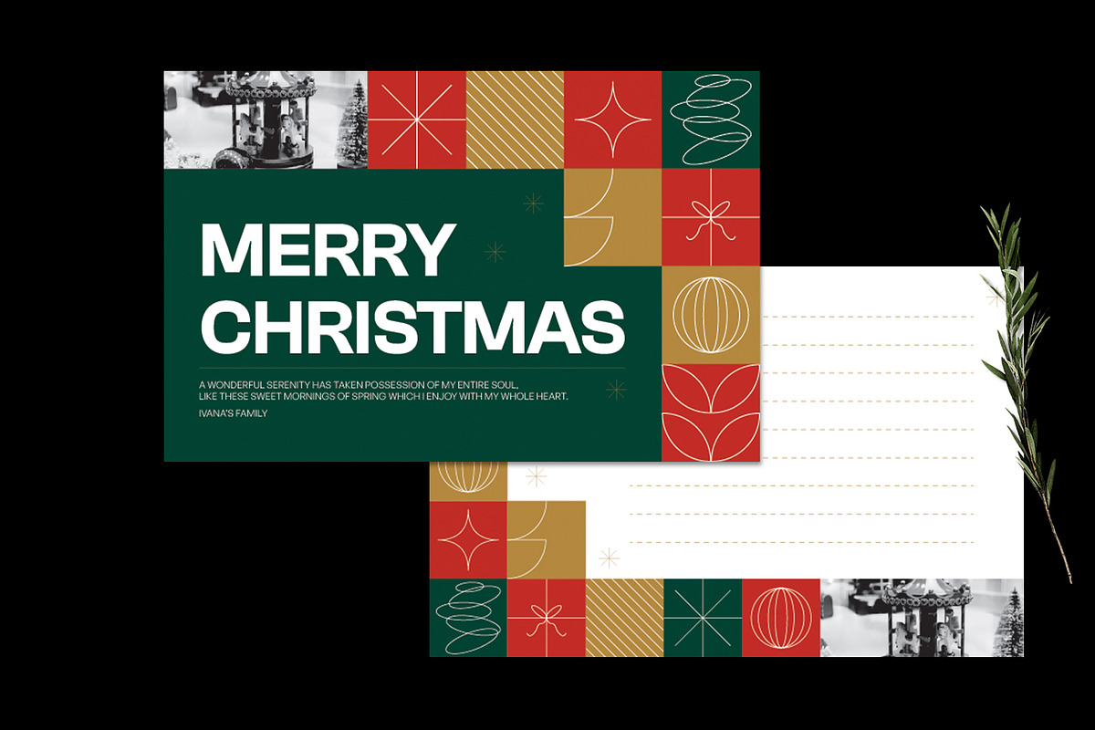 Modern Merry Christmas Greeting Card, a Card Template by Neermana (Photo 2 of 4)