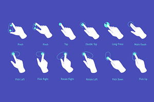 Hand touchscreen gestures set, a Technology Illustration by PaperTrident