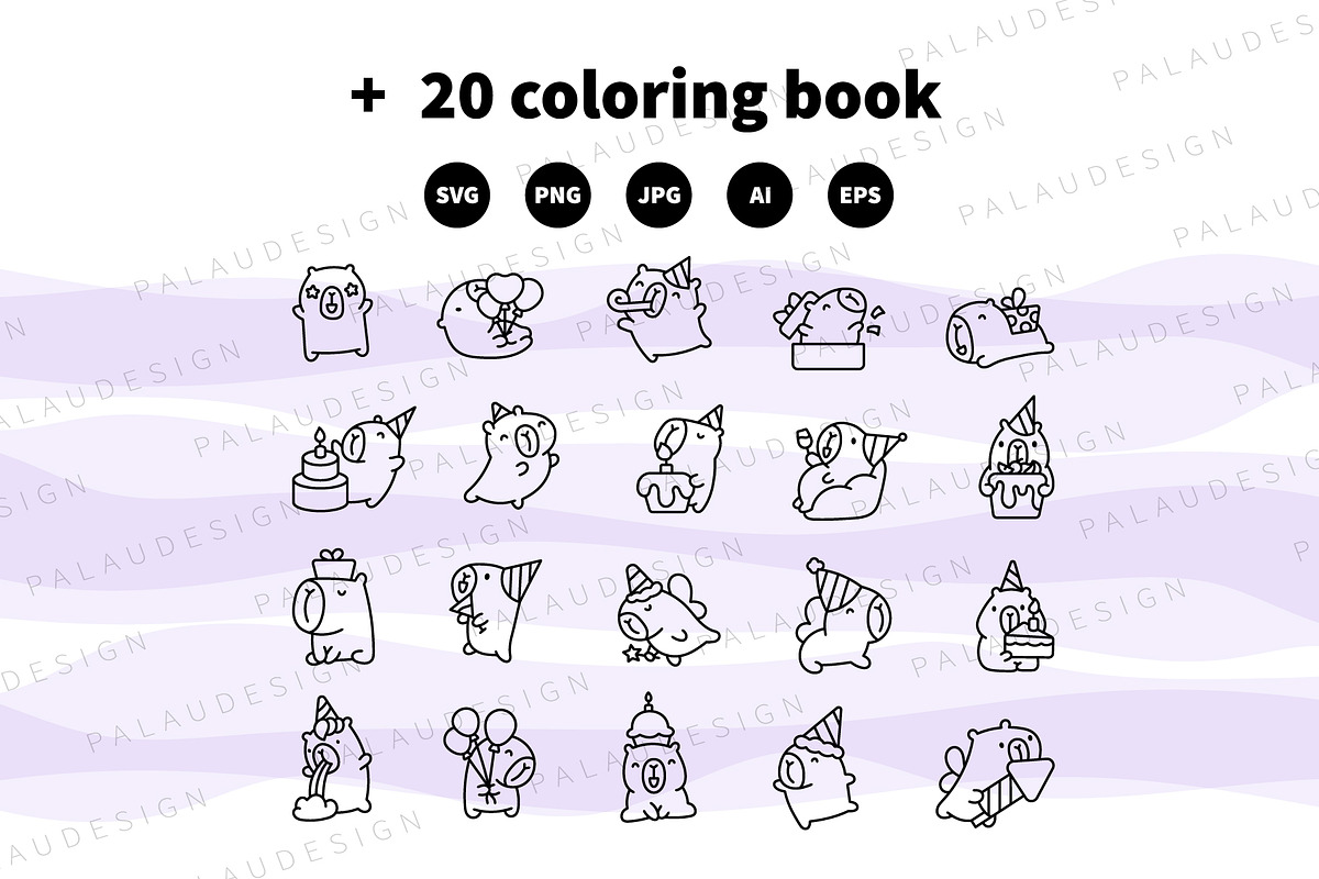 Cute Kawaii Capybara Birthday, an Animal Illustration by Palau (Photo 11 of 12)