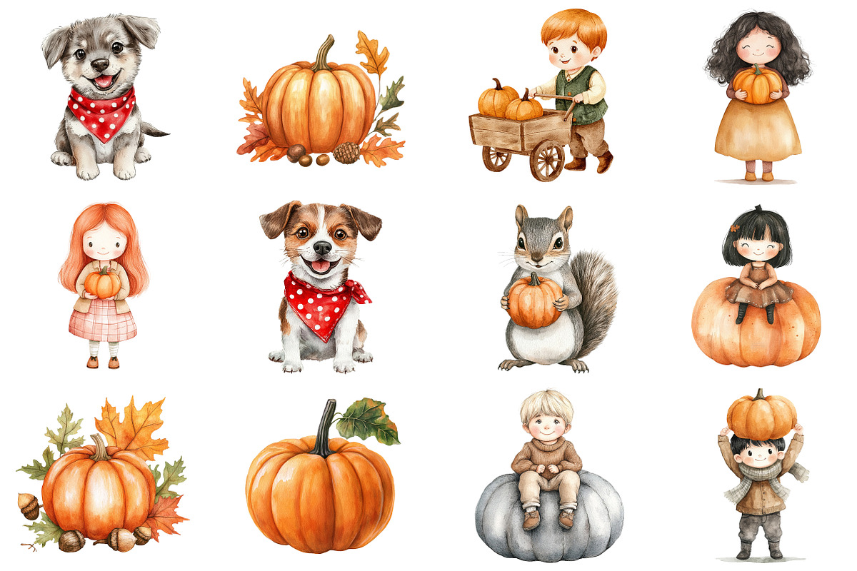 Cottagecore Pumpkin Clipart Set, an Illustration by CitraGraphics (Photo 2 of 5)