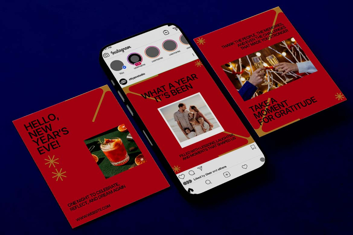 New Year’s Eve Celebration Instagram, a Social Media Template by Attype (Photo 2 of 5)