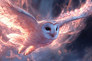 Beautiful owl flying with burning wings, an Animal Photo by AlyaAnd