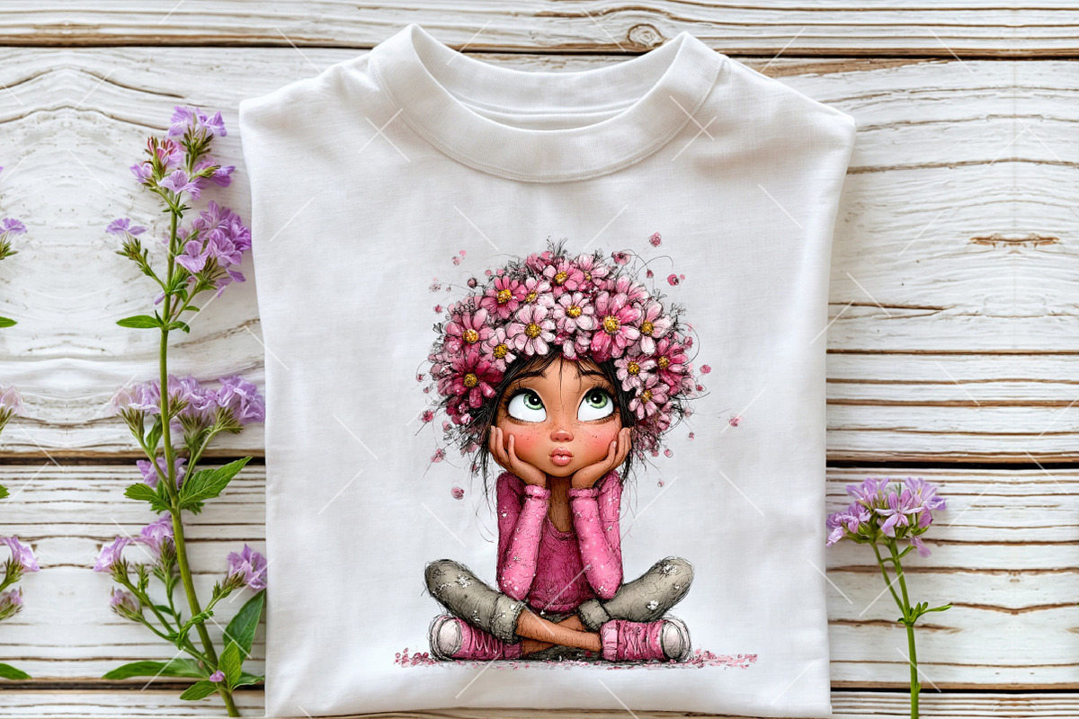 Whimsical Floral Girl Clipart, an Illustration by OK Design (Photo 5 of 6)
