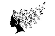 Woman Butterfly Hair Silhouette, an Object Illustration by yasushie (Thumbnail 5 of 31)