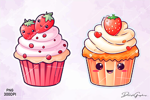 Cute Cupcake Stickers PNG